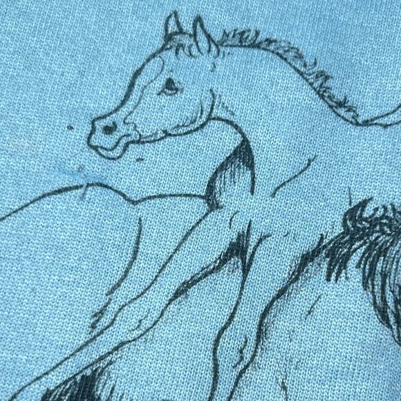 Vintage 80s Size XXL Blue Its Not Easy Being Mom Horse Sweatshirt Equestrian - Picture 3 of 12